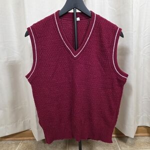 Vintage Burgundy Preppy Sweater Vest Size Medium
